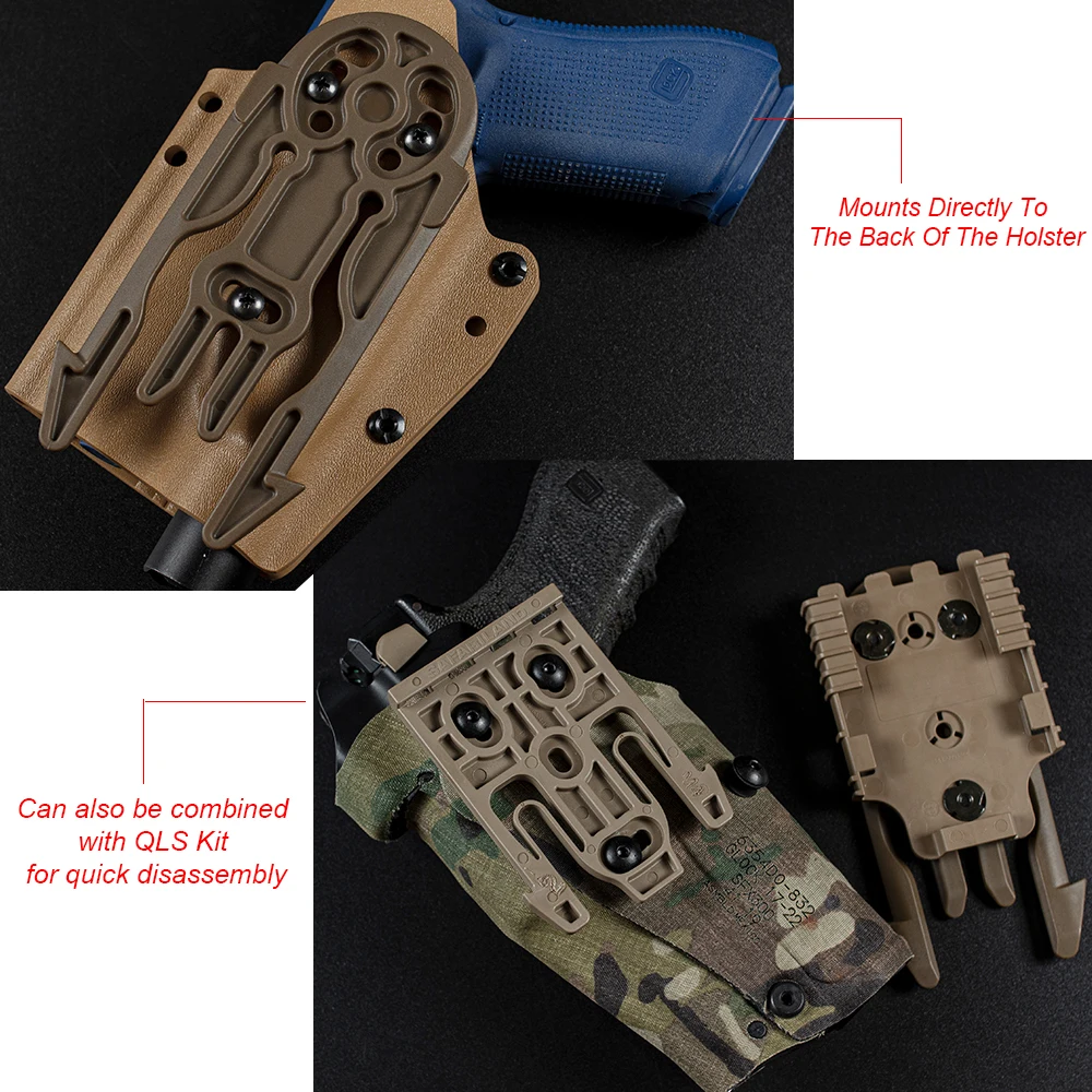 MOLLE Locking Fork System fits QLS Quick Locking System, Molle Attachment for Pistol Holsters Airsoft Hunting accessories