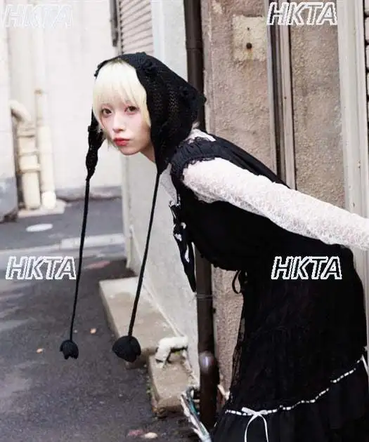 

Handmade Crochet French Gentle Cute Three Dimensional Flower Sweet Hollow Knit Headscarf Triangle Scarf Headband Headgear Women