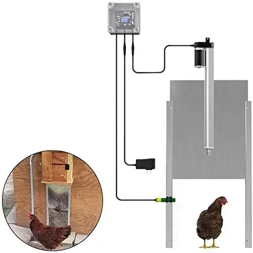 Chicken Coop Auto Door Opener Kit Outdoor Controller Remote Control Poultry Coop Light Sensor Door Opener Closer Rainproof