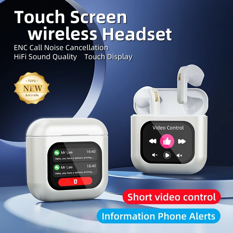 TUDO latest 2024 Summit original touchscreen ENC Wireless TWS headphones with multiple touch modes, 8G memory card