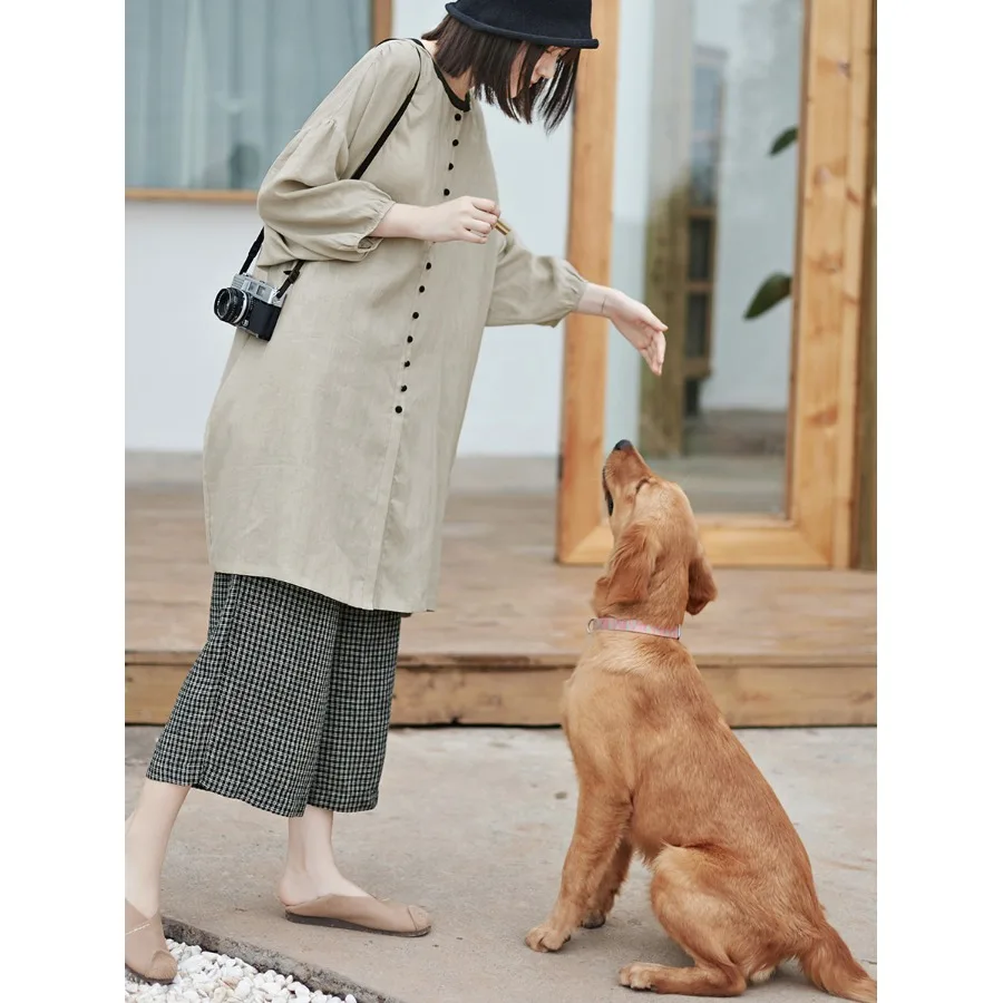 

Artistic Loose Casual Sle Mid-Length Open Cardigan Spring Summer New Arrival Ele Agel Women's Faion Windbreaker