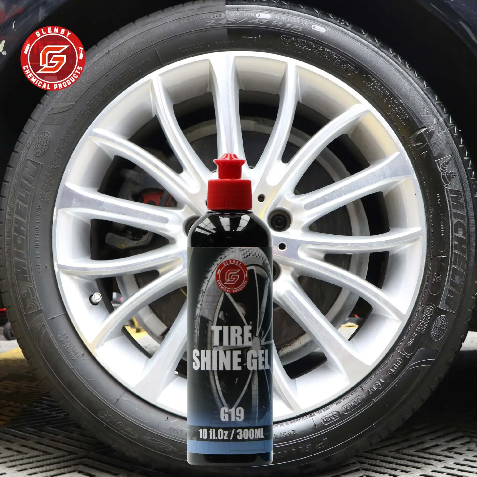 300 ml Glenby Car Black Tire Dressing Applikator Nagellackreiniger Reifenglasur Creme Reifenpuffer Gel Fett Wet Look Reifenglanz