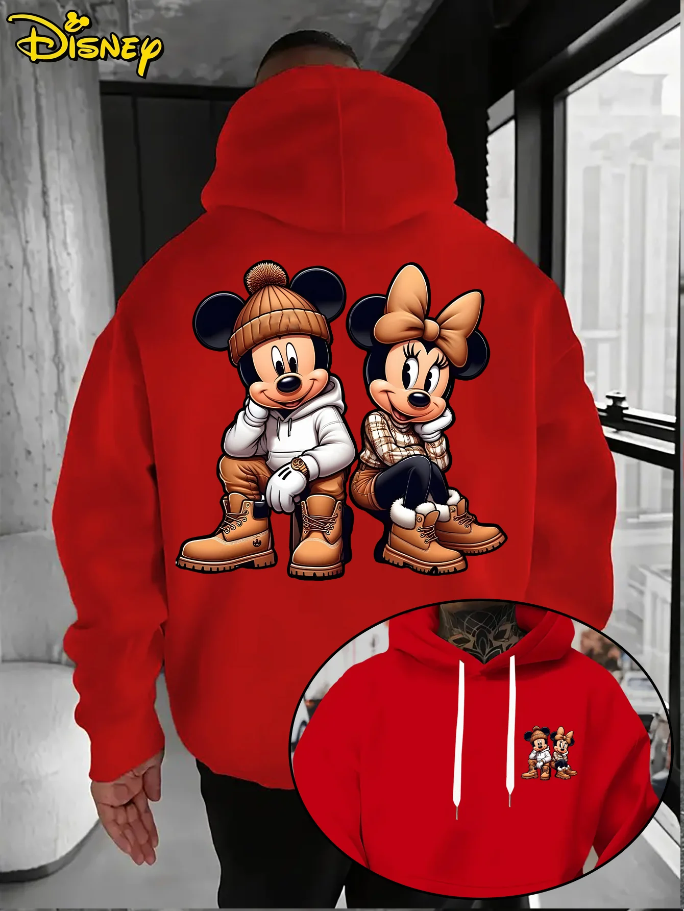 

Men's Disney Mickey Mouse Hoodies Fashion Oversized Streetwear Unisex Sweatshirts Autumn and Winter Fleece Casual Versatile