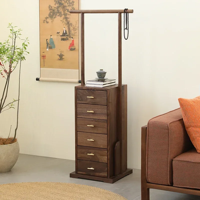 A North America Black Walnut Wooden Chests Of Drawers Clothes Rack Floor Hanger Clothes Hanger Vertical Coat Rack D96