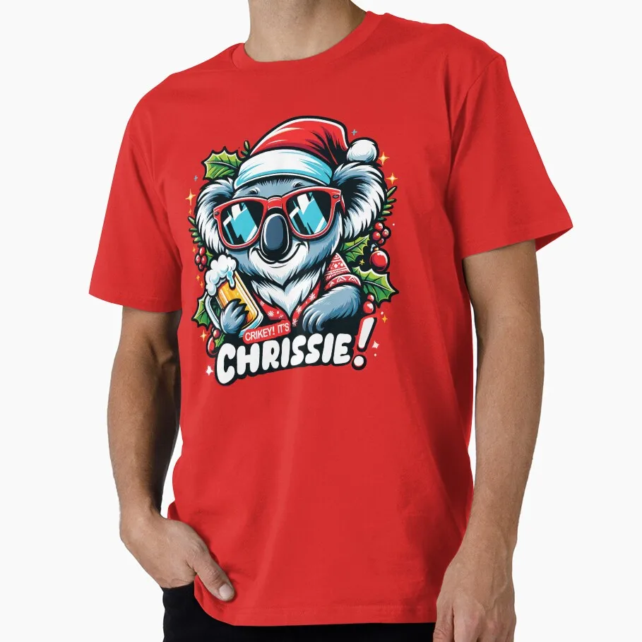 Crikey! It's Chrissie - Aussie Christmas Funny Gift T Shirt for men 100% cotton printed Graphic Clothes Mens All size S-6XL Tops