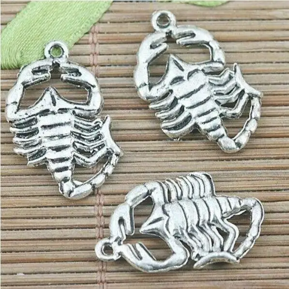 

10pcs 28*15mm hole 1.3mm tibetan silver color scorpion design charms G2128