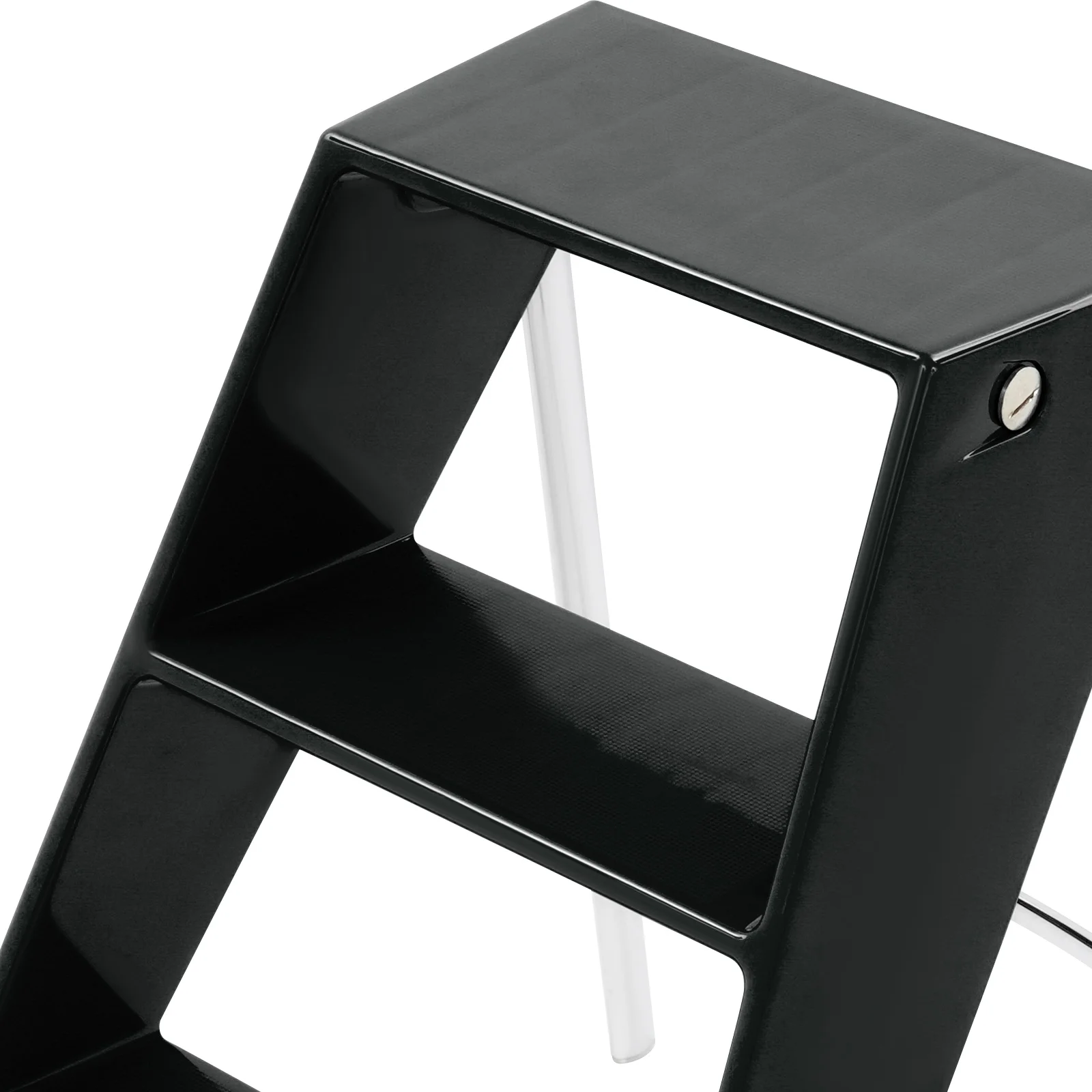 أسود PC الحديد 44*58*61 سنتيمتر ثلاث خطوات متعرجة سلم البراز للطي متعددة الوظائف تخزين الرف سلم تخزين المنزل