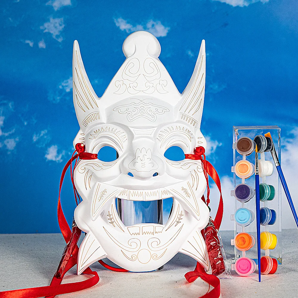 New Outline Style Line Drawing Blank Mask Face Hard Mask Children's DIY Hand-Painted Graffiti Mask Party Poprs