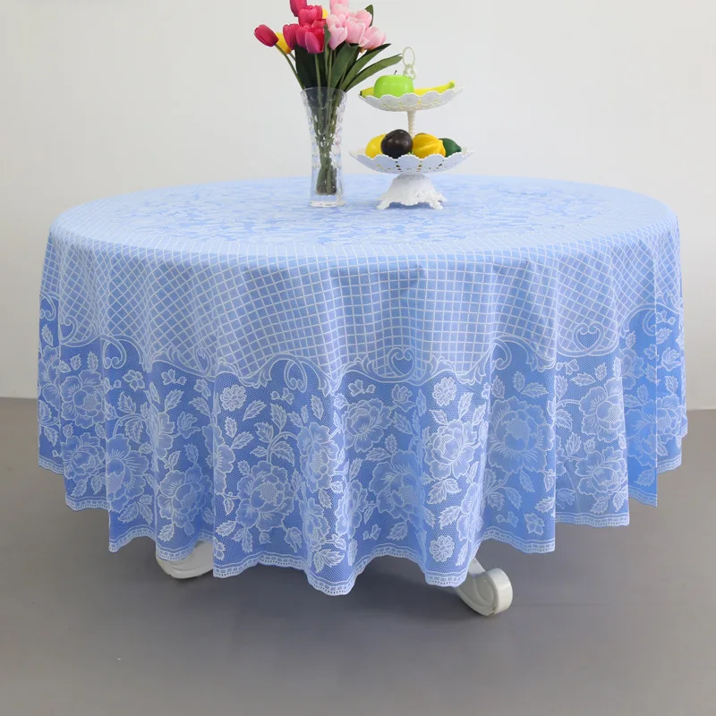 PVC Round Table Cloth Hotel Household Lace Tablecloth Waterproof Scalding and Oil-proof Table Linen Dining Table Cloth