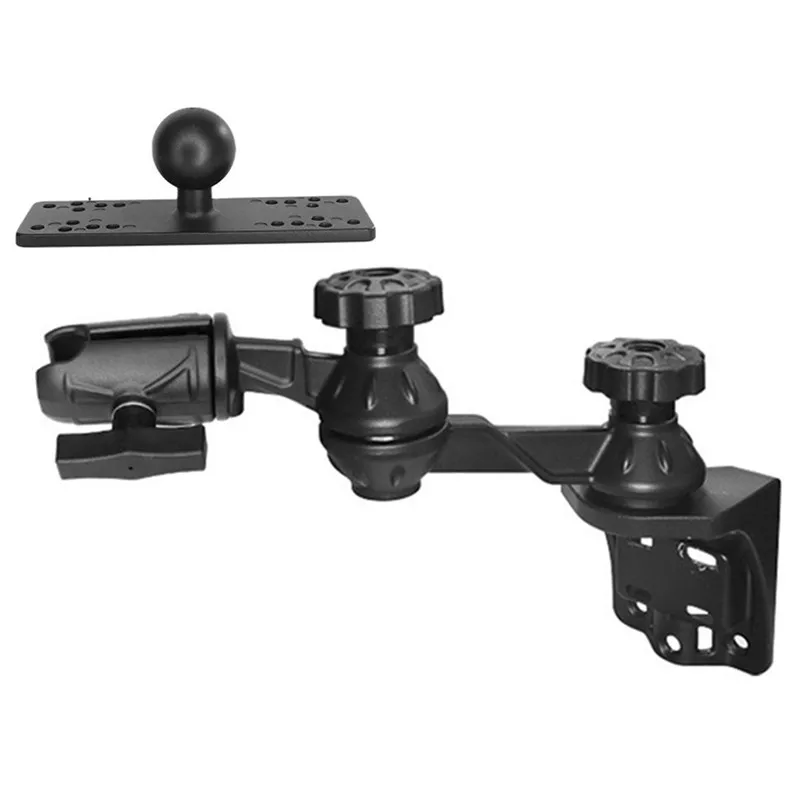 Vertical Base Mount with Double Swing Arm and Horizontal Electronics Base for Garmin Lowrance Humminbird Raymarine