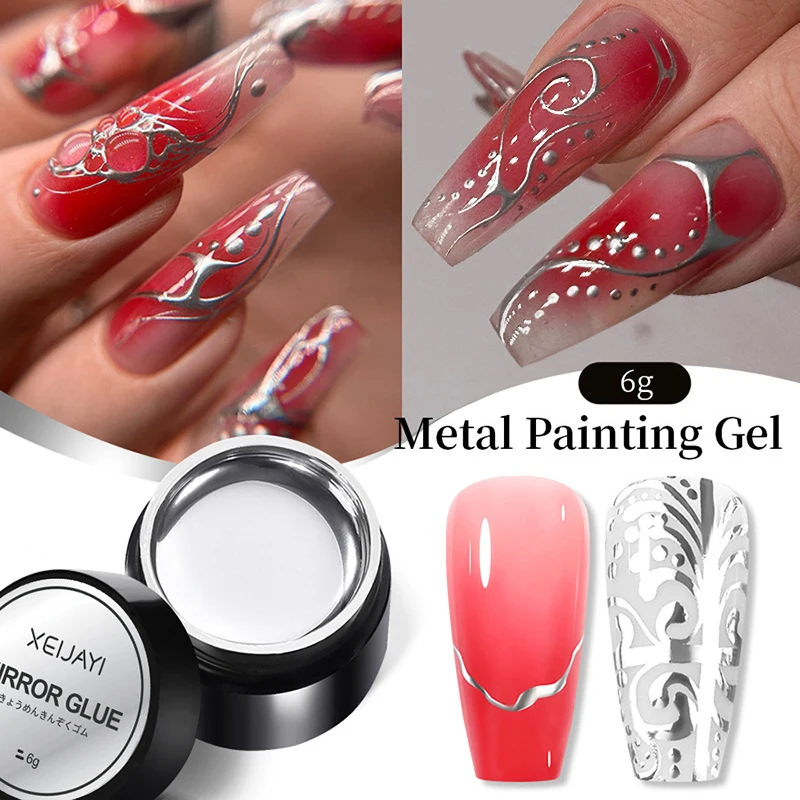 6g argent métal effet ligne fleur dessin Gel tremper couleurs transparentes peinture Gel vernis UV Nail Art Gel