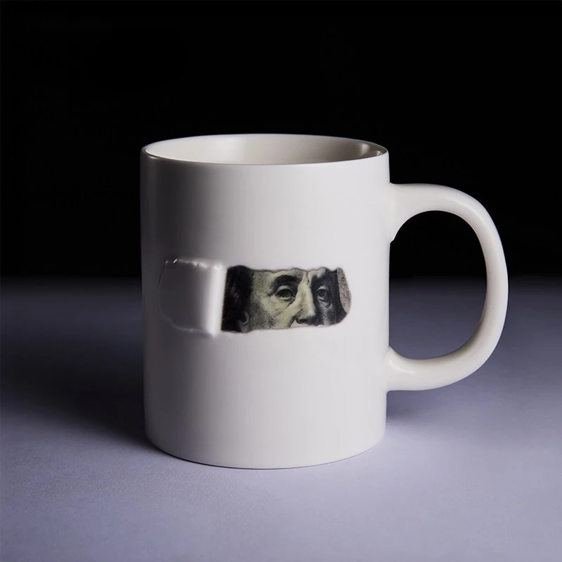 Ceramic Coffee Mug with 3D Tear Open on Cup Wall Large Capacity Coffee Cup Water Cup Art Home Novelty Coffee Mug Gits