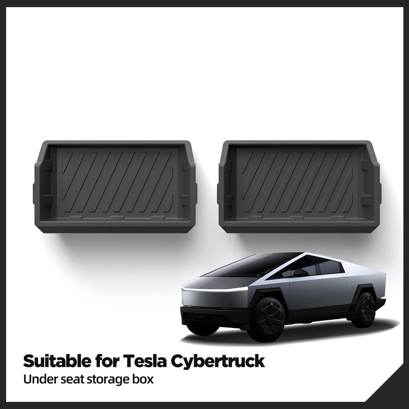 for Tesla Cybertruck Under Seat Storage Box Car Accessories Drawer Type Organizer Storage Front Seat Lower Box Case 2024-2025