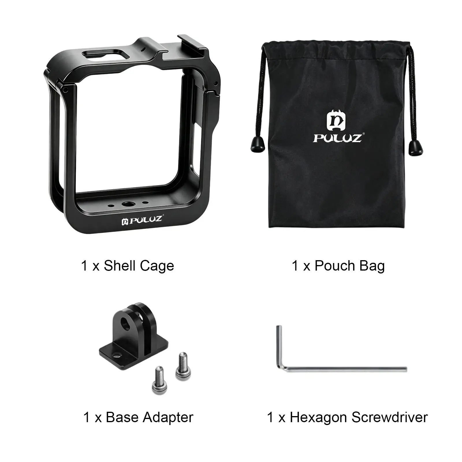 PULUZ Aluminiumlegering Beschermend Randframe voor GoPro MAX2 Camera Cage Frame met Cold Shoe & Adapter Accessoires