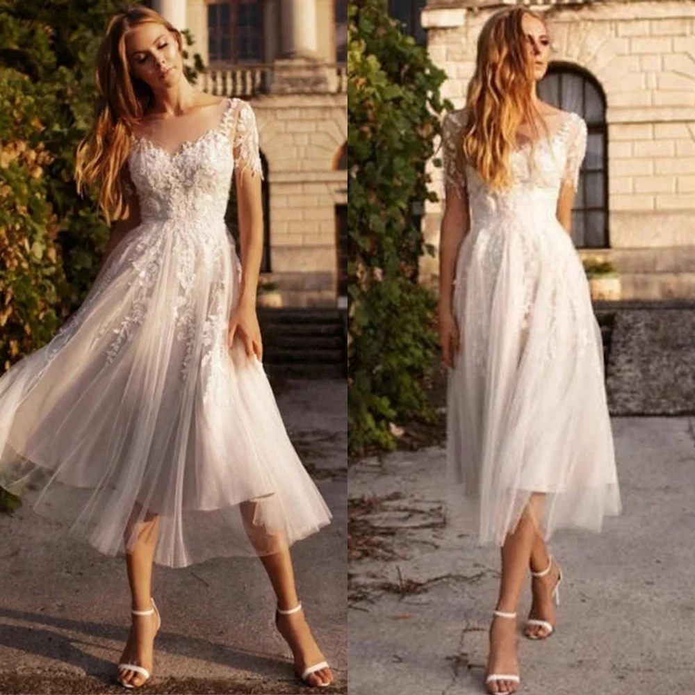 

Customized Exquisite Luxury Temperament Charming Romantic Wedding Dress White Tulle A-line Sweetheart Knee Length Dresses