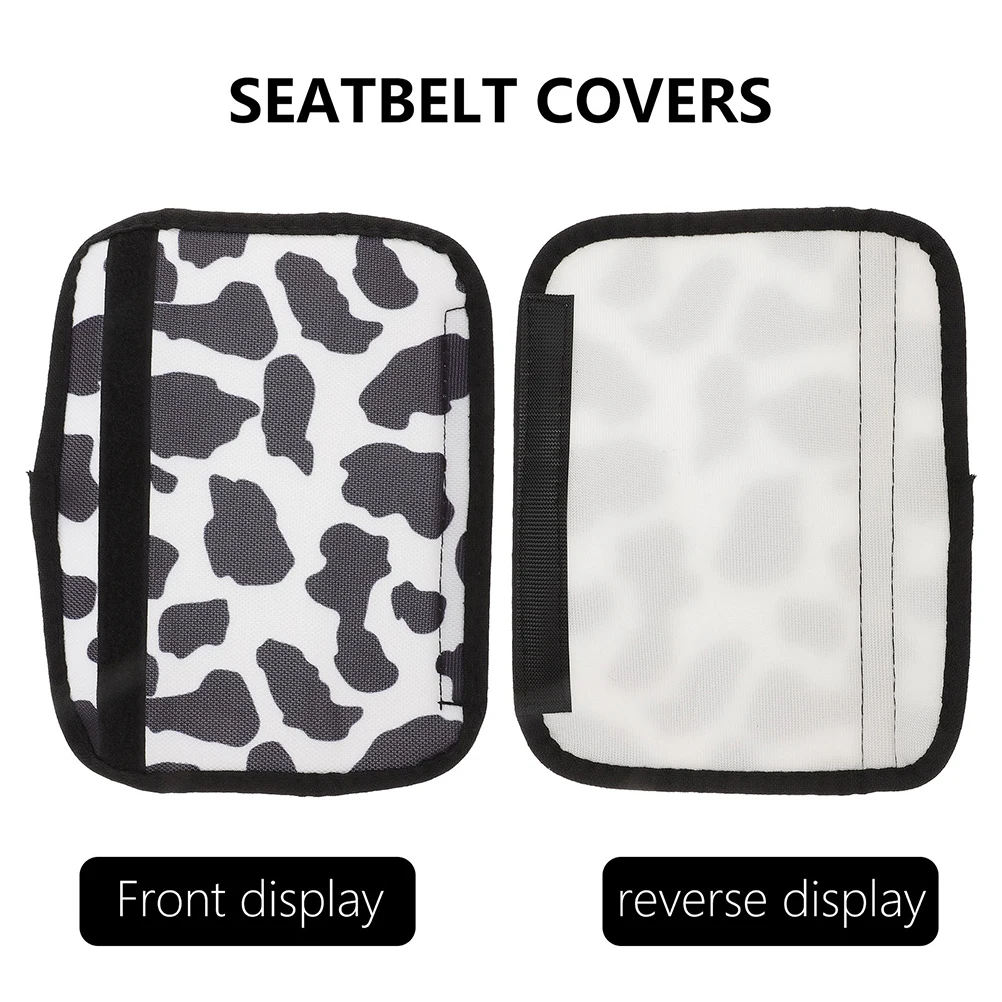 

2pcs Safety Belt Shoulder Pads Cow Print Cushion Cover Car Protector Adult Polyester Comfortable Stylish Truck SUV
