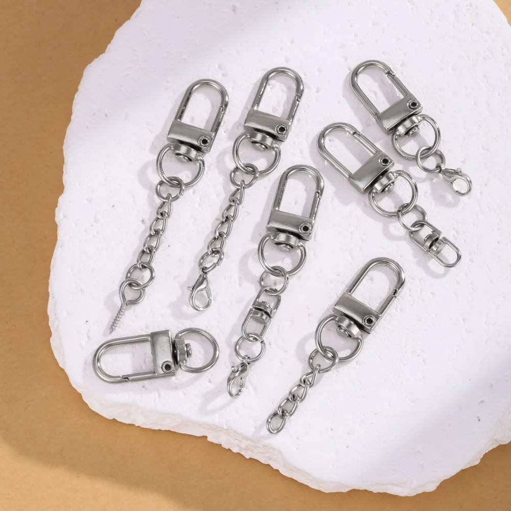 10pcs Silver Color Alloy Snap Lobster Clasp Hooks Buckle Connector for DIY Key Chain Jewelry Making Finding Key Chain Accessory