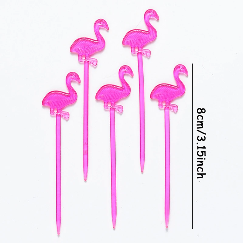 50/100pcs Flamingo Food Picks Buffet Cupcake Fruit Fork Cake Dessert Salad Sticks Cocktail Toothpick Skewer Summer Party Decor