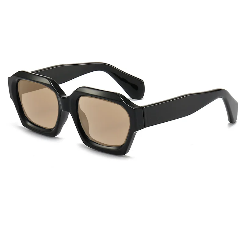 Dicker Rahmen Polygon getönter Schatten Lesebrille Herren Damen Fertige Korrektionsbrille Freizeit Outdoor Graue Sonnenbrille – Detail 9