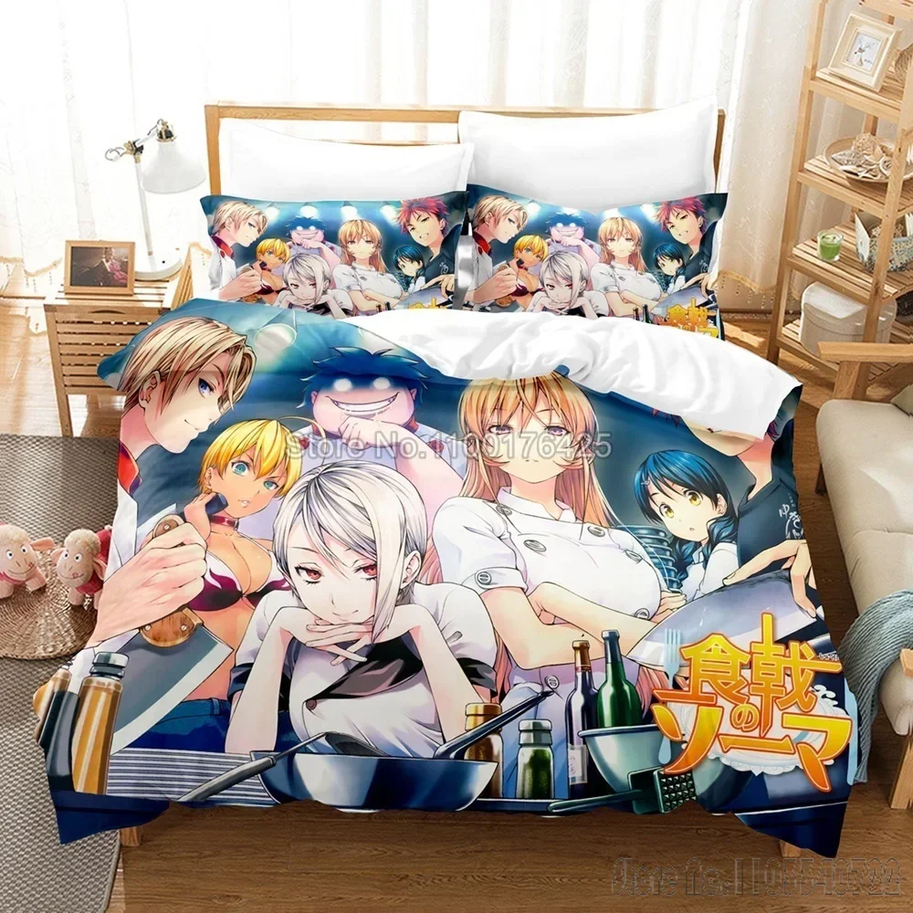 Food Wars Japanese Anime Duvet Cover Set HD Comforter Cover for Kids Bedding Sets Bedclothes Bedroom Decor