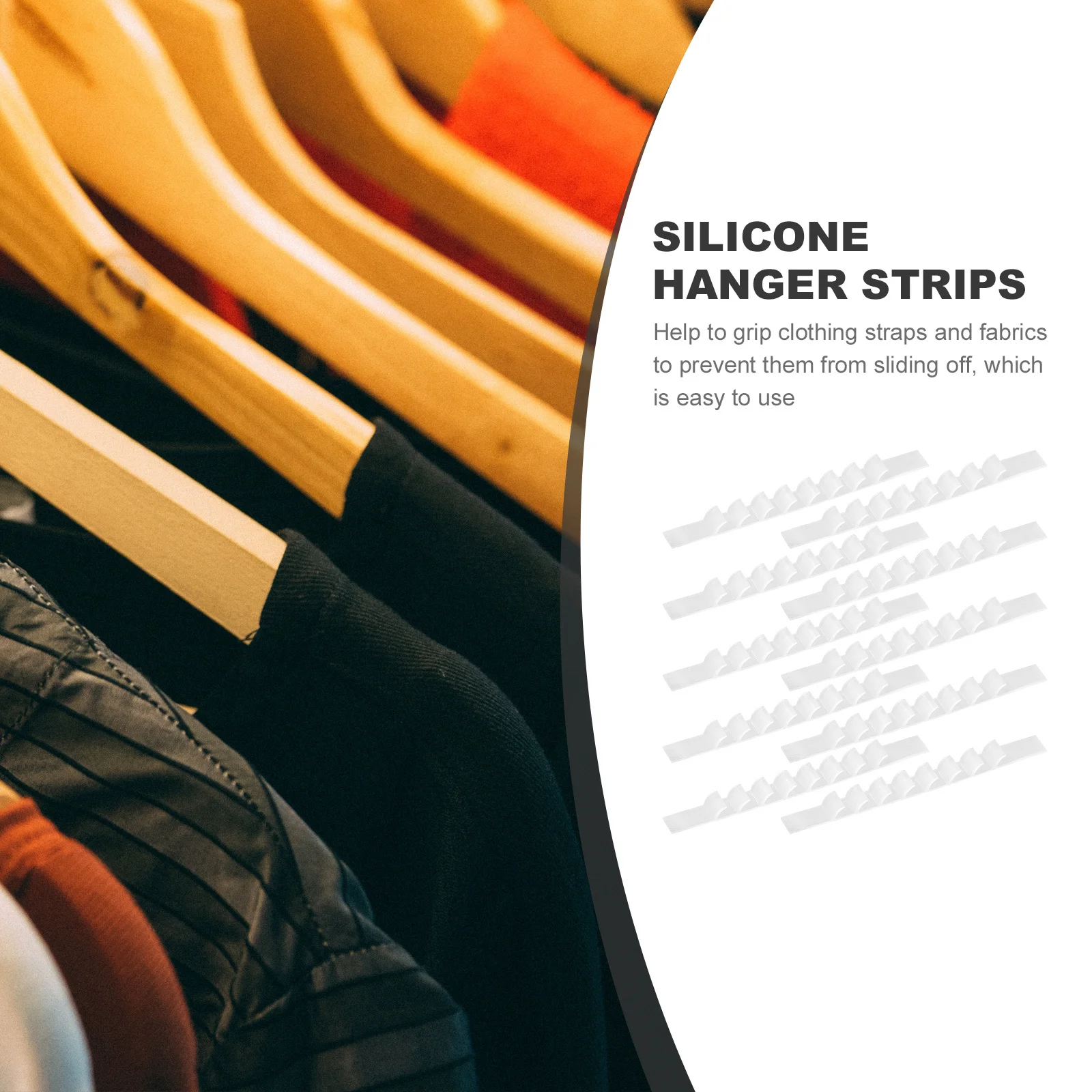 

50Pcs Non Slip Hanger Strips Silicone Adhesive Clothes Grips for Smooth Flat Hangers Closet Accessory Hanger Strips