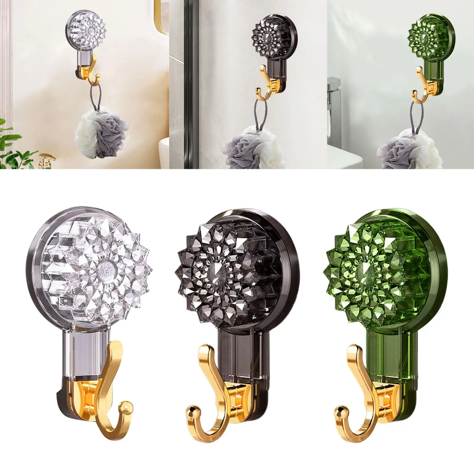 Suction Hook Reusable Rotary Organizer Hanger Hook Powerful Vacuum Suction Cup Hook for Household Apartment Farmhouse Dorm Robe