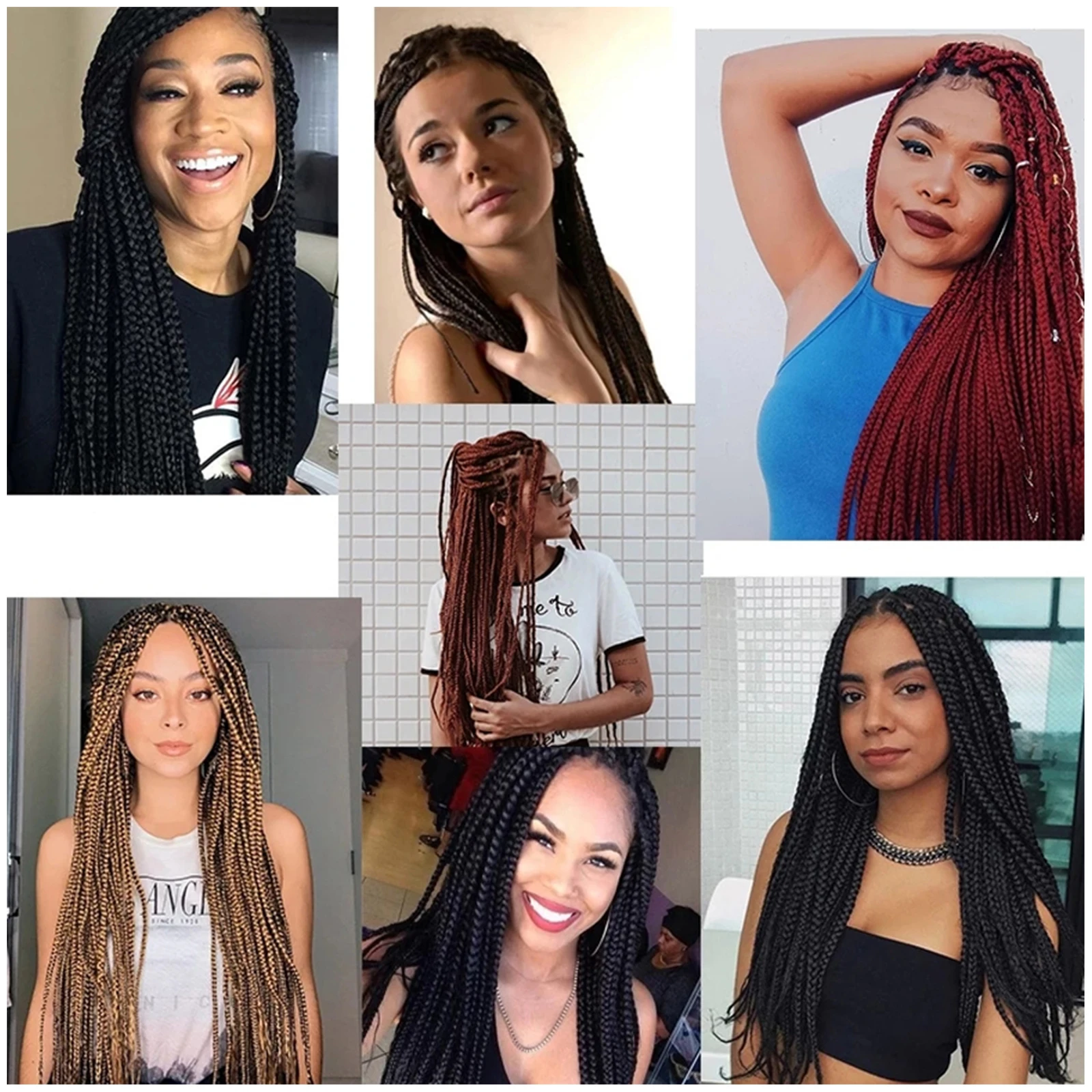 Ombre Chocolate Brown Colored Synthetic Hair Lace Front Braided Wigs For Black Women Long Box Braid 13x3x1 Lace Frontal Wigs