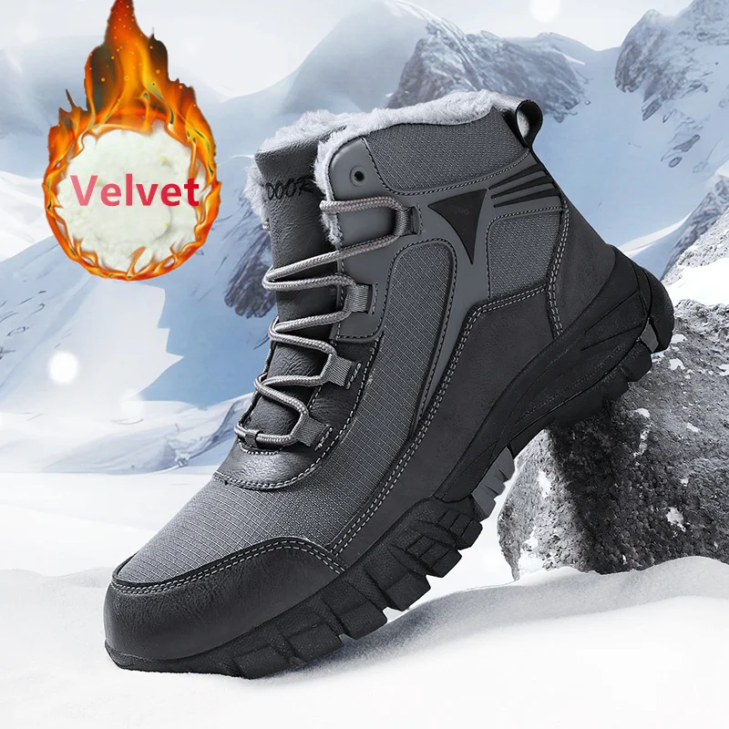 

Men's Snow Boots Super Warm Plush Waterproof Sneakers Outdoor Non-slip Ankle Boots Couple Cotton Shoes Men Winter Hiking Boots