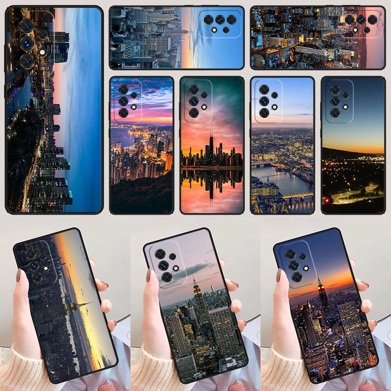 Casing ponsel lampu Kota, penutup ponsel untuk Samsung A52 A72 A73 A20e A21S A50 A70 A11 A12 A42 A31 A40 A51 A71 A32 A80