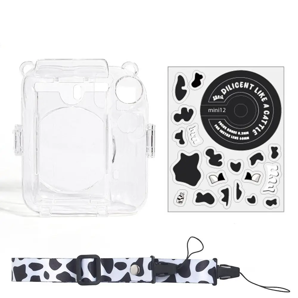 Crystal with Cute Sticker Travel Protective Shell Camera Cover for Fujifilm instax mini12 Protective Case