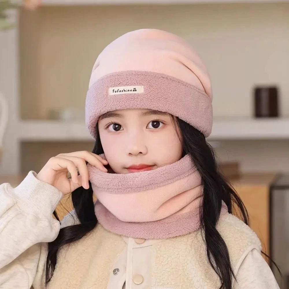 Neue Stil Mode Teenager Winter Hut Junge Mädchen Warme Anzug Winddicht kinder Plüsch Gestrickte Hut Set