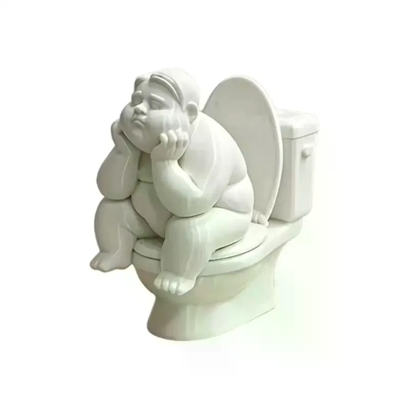 Toilet Thinker Statue Funny Resin Figurine Creative Desk Ornament Unique Decor