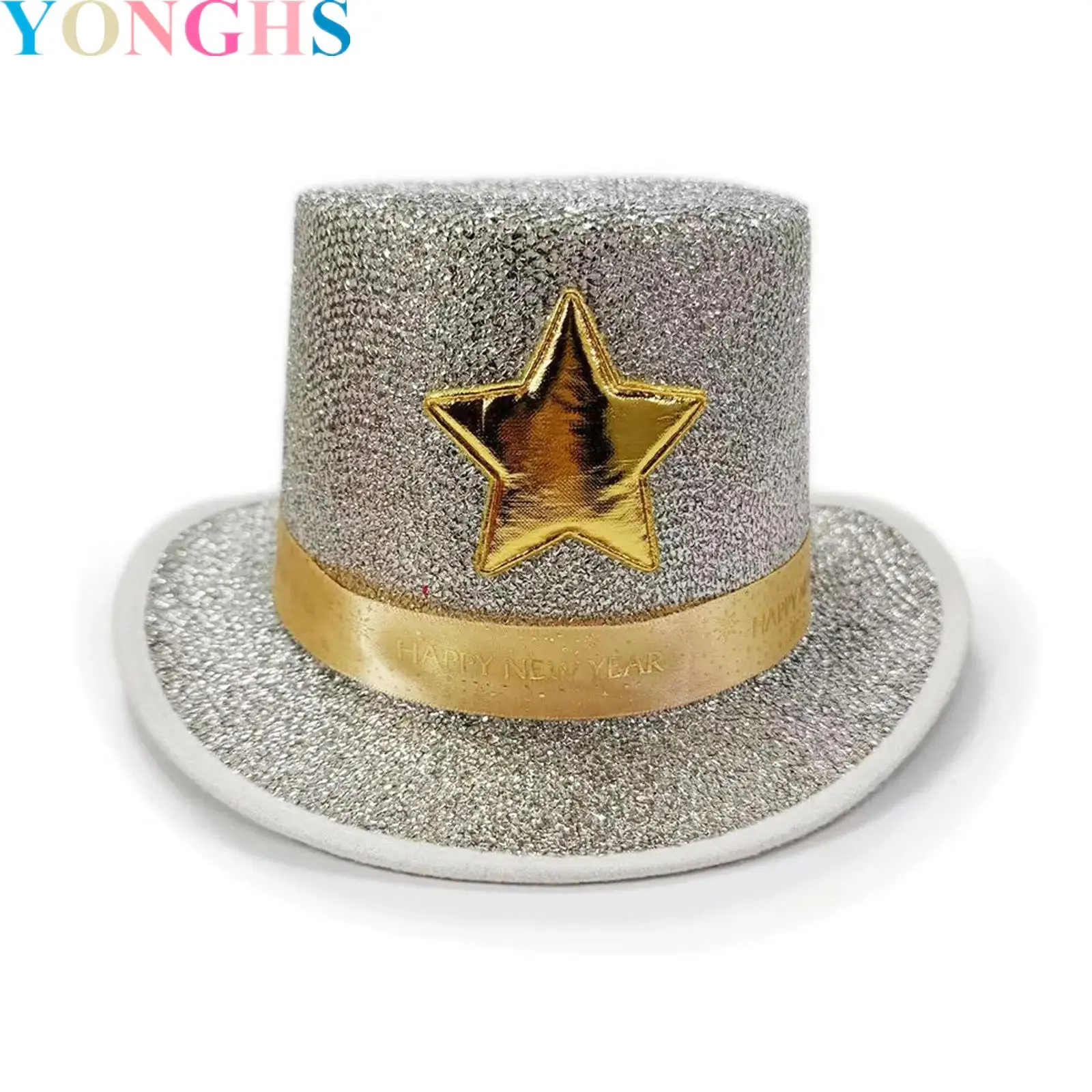 

1Pcs Men Women Dress Up Top Hats for Adults Star Pattern Shiny Tuxedo Hat for Costume Magician Hat for Carnival Parties