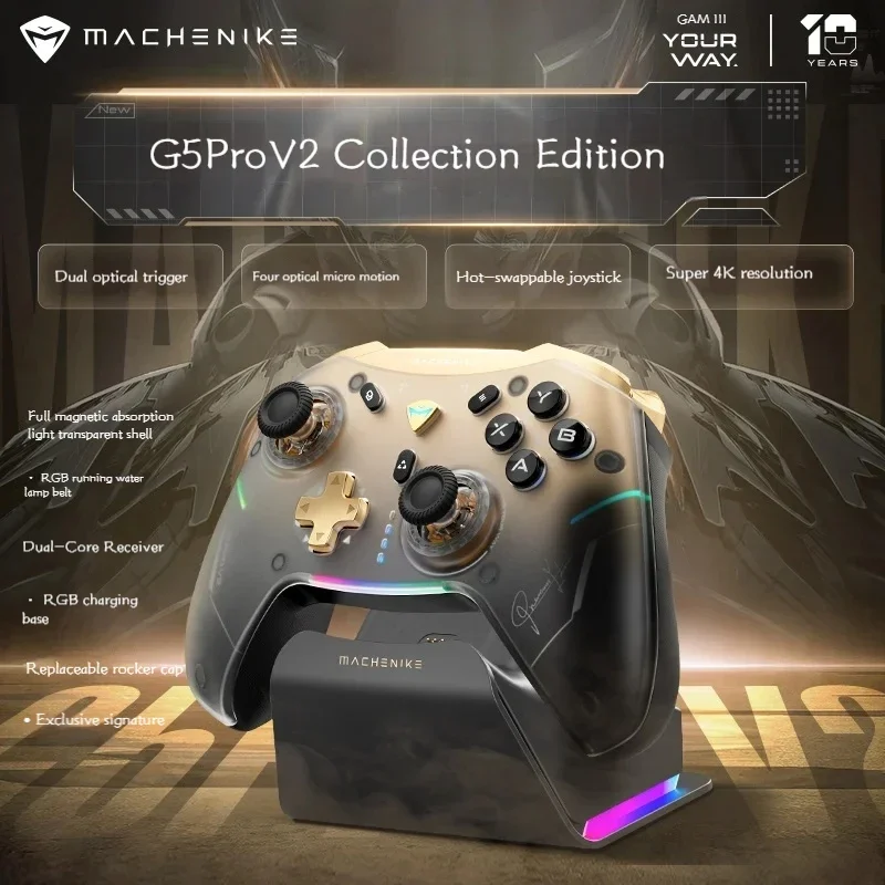 Mechanic G5pro V2 Collector'S Edition Three-Mode Optical Gamepad Hot-Swappable Hall Joystick Switch Computer Steam  Bluetooth