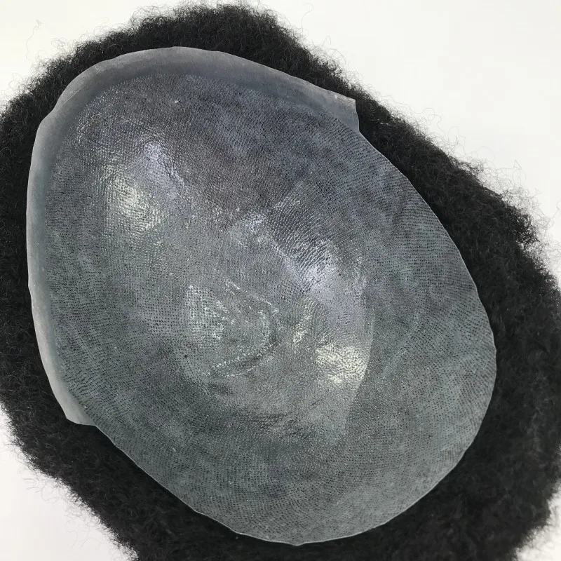 

afro kinky curly human hair toupee PU thin skin 8*10inch