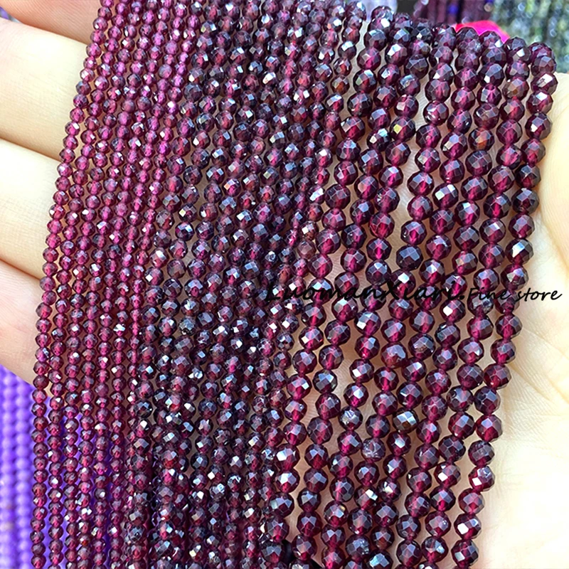 2 3 4MM Natural Stone AAA Red Garnet Loose Spacer Beads for Jewelry Making Diy Earrings Bracelets Charms Accessories 15''