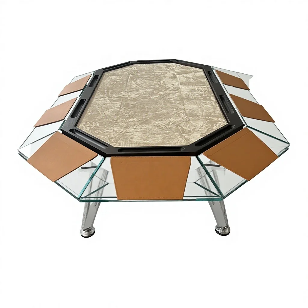 Luxury Oval Poker Table, 10-Seater Wooden Table, Felt Surface, 8-Player Professional Blackjack Table