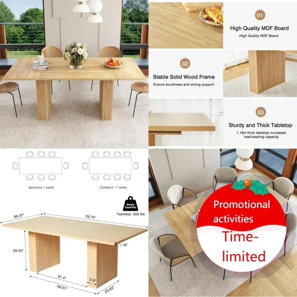 

Бестселлер: Отличная цена! Большой прямоугольный обеденный стол в современном фермерском стиле на 6-10 человек, на 8 персон, с деревянным основанием, для кухни.