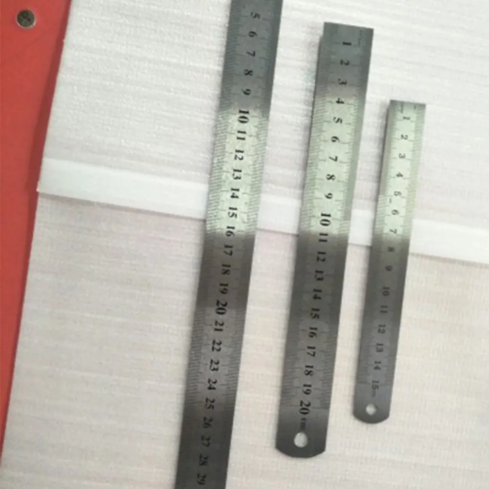 Stainless Steel Ruler Set 150mm 200mm 300mm Double Scale Precision Measuring Tool for Students 3 Pieces