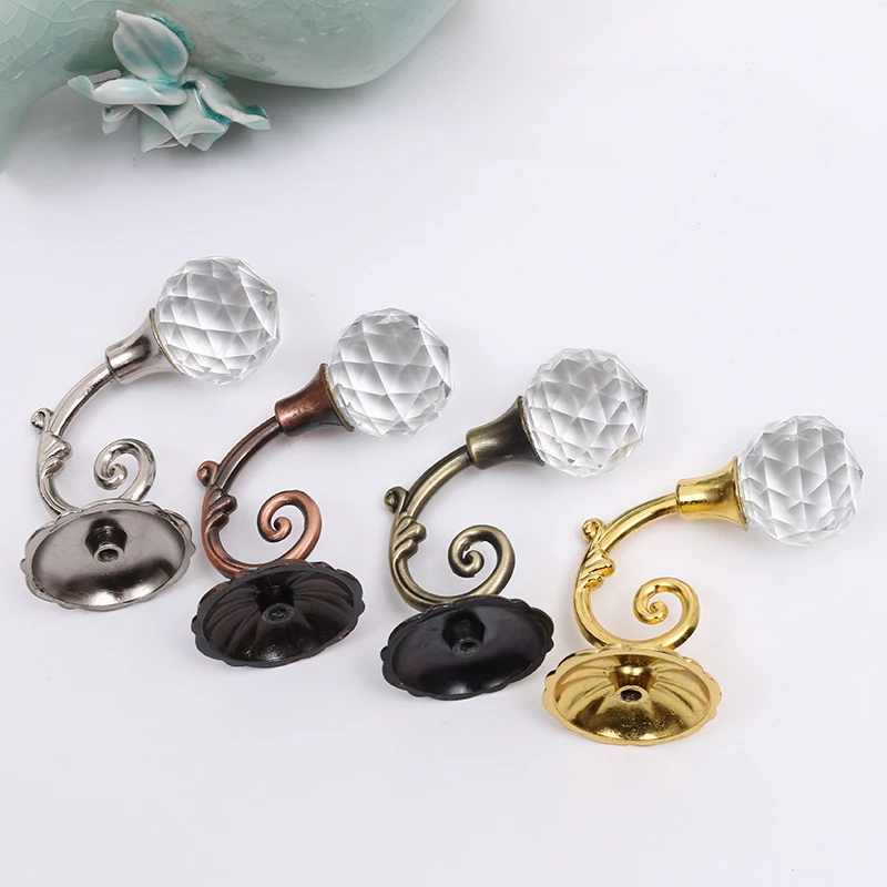Hooks Hanger Holder Window Accessories 2pcs Metal Crystal Glass Curtain Holdback Wall Tie Back