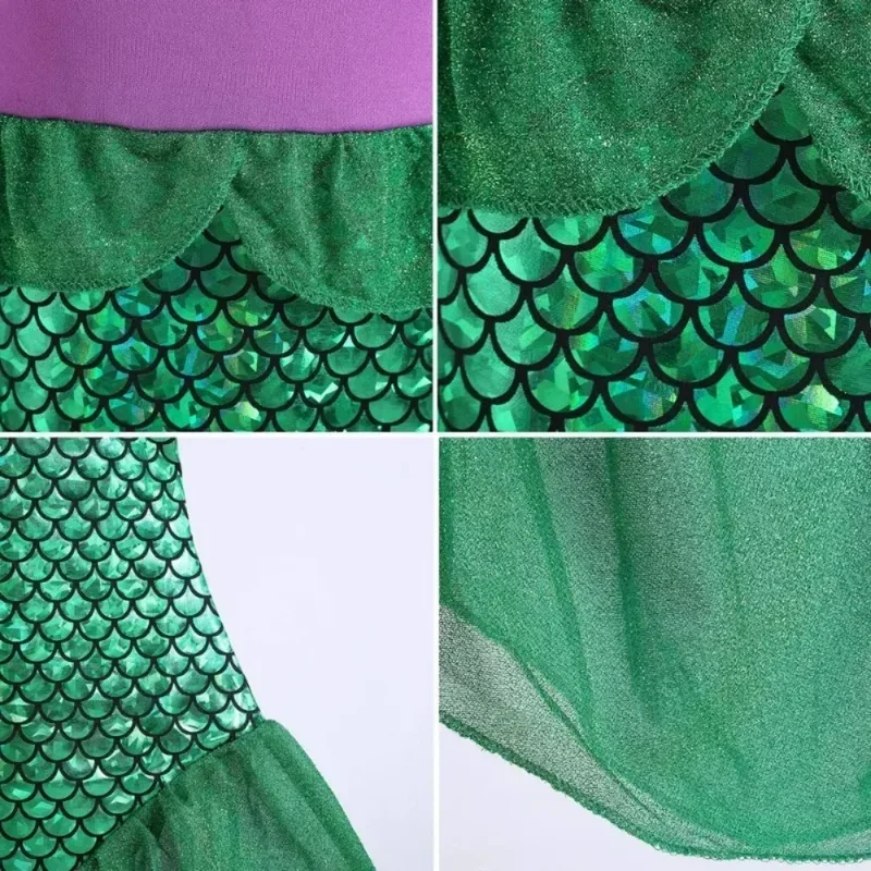Fantasia Sirenetta Ariel Costumi da principessa Abito per bambini per ragazze Cosplay Bambini Carnevale Festa di compleanno Abiti Abito a sirena