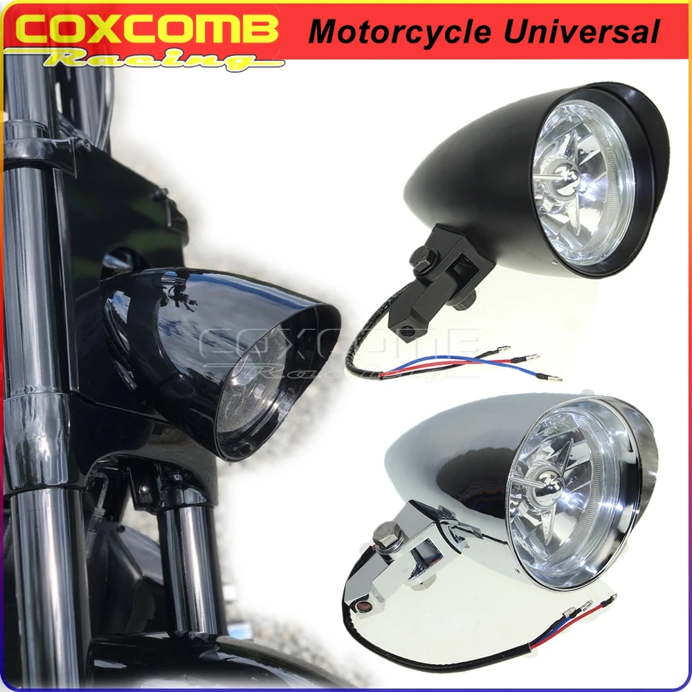 Black Motorcycle Universal Front Head Light For Harley Sportster XL 1200 Superlow Roadster Seventy-Two Custom Aluminum Headlamp