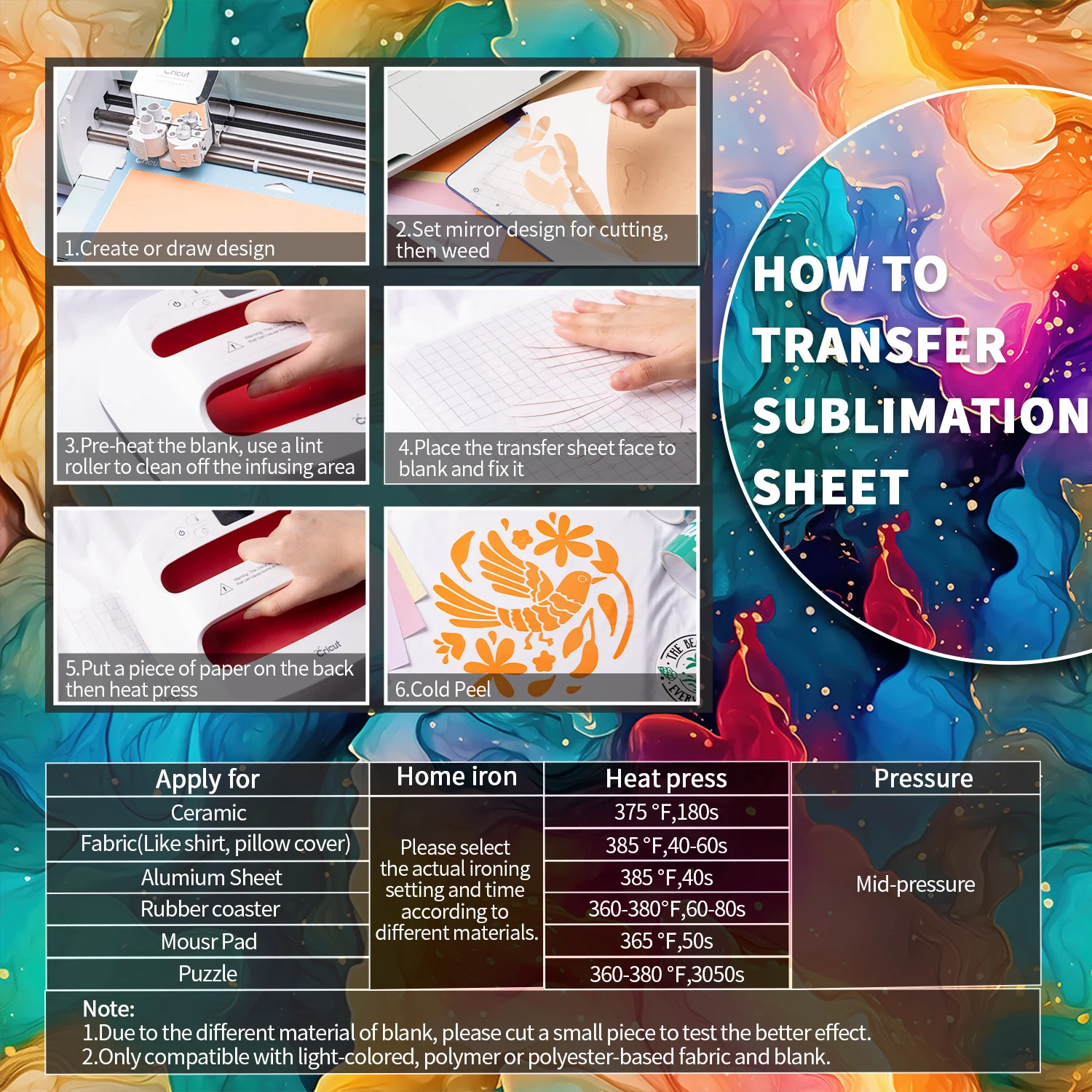 WOWOCUT Arkusz do sublimacji marmuru 12*12 cali, papier do sublimacji akwarelowej do kubków, podstawek do termotransferu