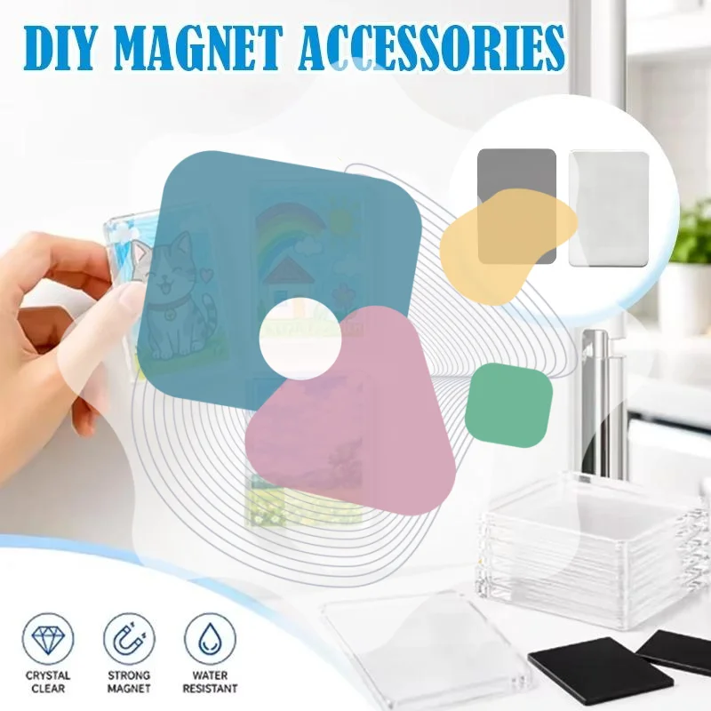 1/10 PCS Clear Acrylic Blank Magnets Smooth Surface Strong Magnetic Back Perfect For DIY Crafts Fridge Decoration Projects