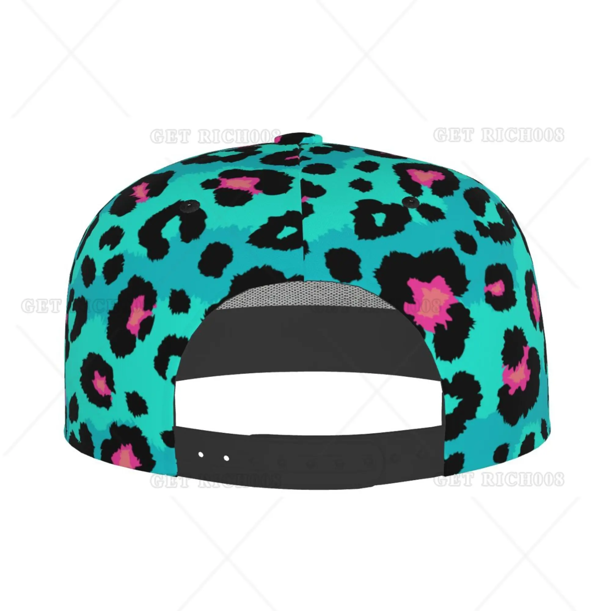 Leopard Pattern Blue Hiphop Caps Fashionable Flat Brim Baseball Cap All Seasons Hats for Men Women One Size Snapback Cap