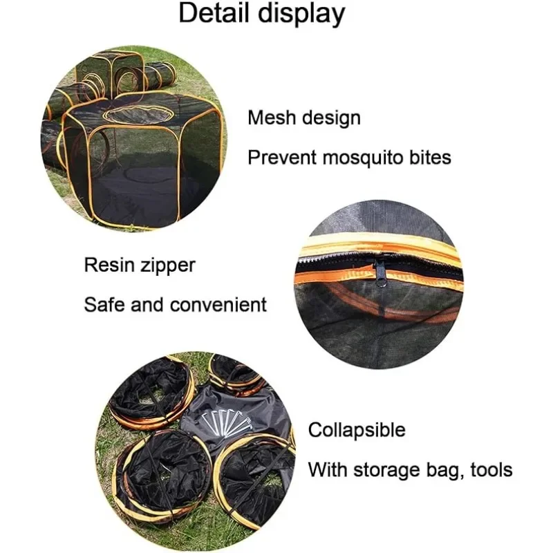 6-in-1 Tent Cat Enclosures with Tunnel for Indoor Outdoor Portable Playpen Play Tents for Cats Dogs Rabbit Ferrets Small Animals view 4