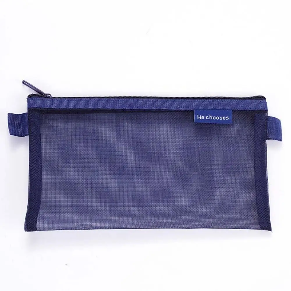 

Nylon Mesh Pencil Case Bills Bag Large Capacity Transparent Bills Bag Storage Bag Cosmetic Bag Zipper Stationery Bag
