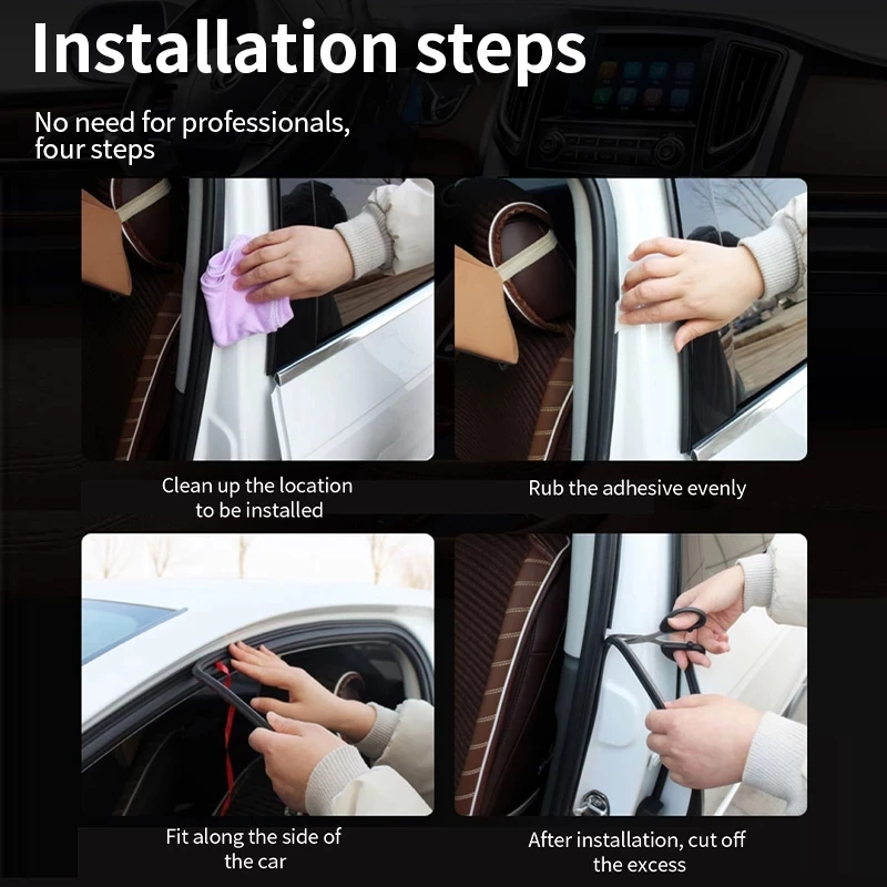 Car Door Rubber Seal Strip Auto Door Seals Accessory Double Layer Protector Strips Noise Insulation For Auto-hood Trunk Sealants