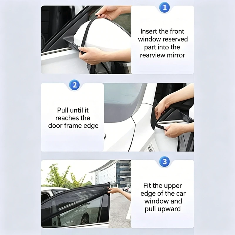 Set Of 4 Car Window Net Mesh Material Insect Proof Window Mesh Covers Maintains Visibility Quick Setups for Drivers