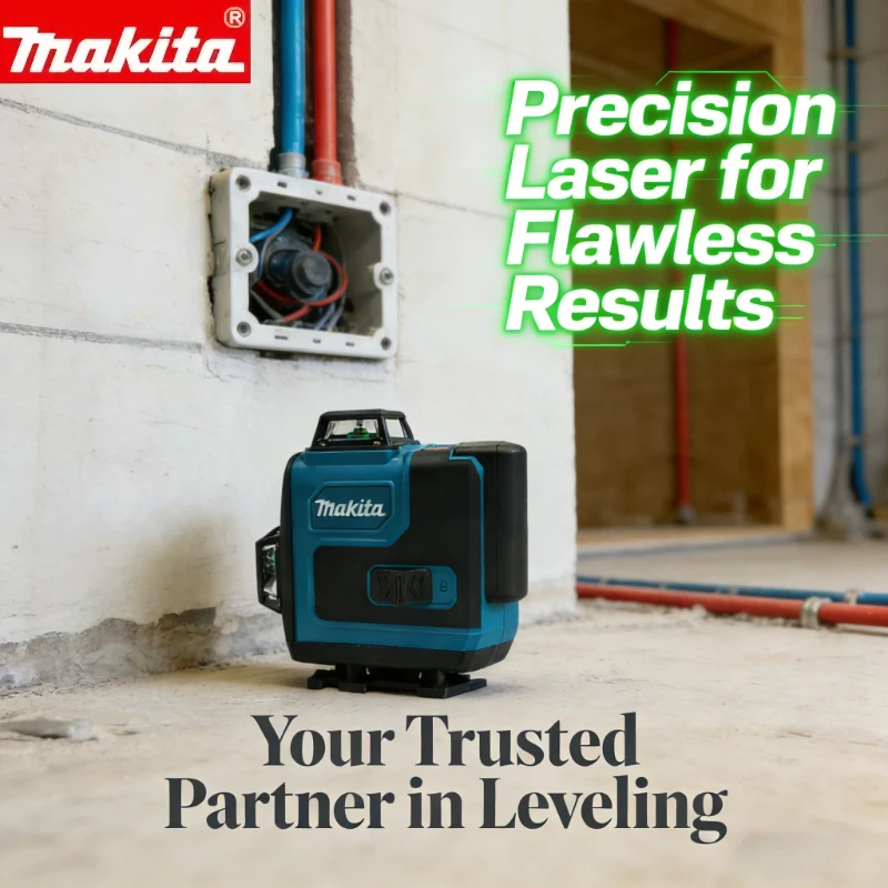 Makita 360 Horizontal Vertical Green High-Precision Cordless Self-Leveling Light Laser Cross Wall-Mounted Portable Level Tool